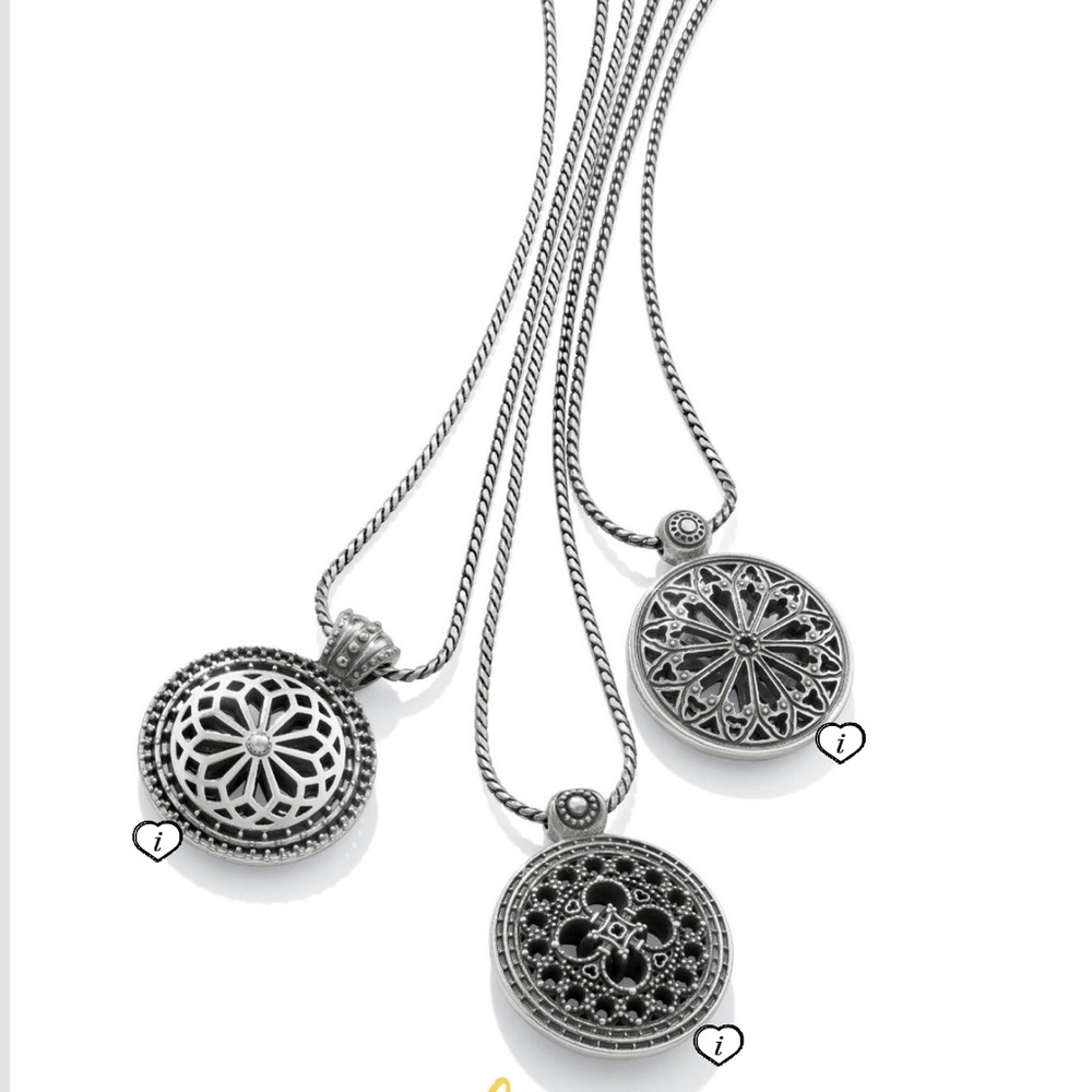 ๐ BRIGHTON Retired Capella Ferrara Filigree Disc Medallion Silver Long Necklace - Picture 10 of 11
